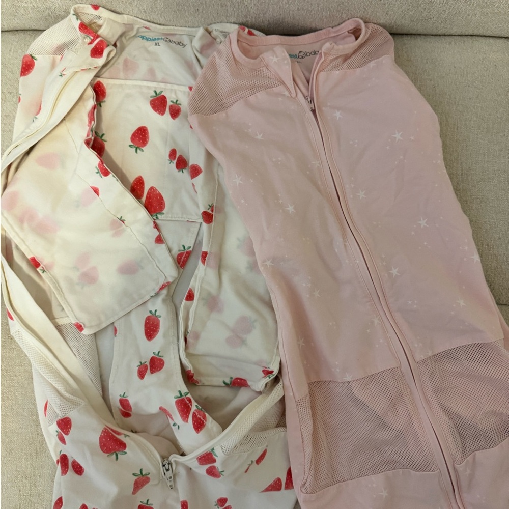Love to Dream Pink Swaddle Sack & Strawberry Sleep Bag Set